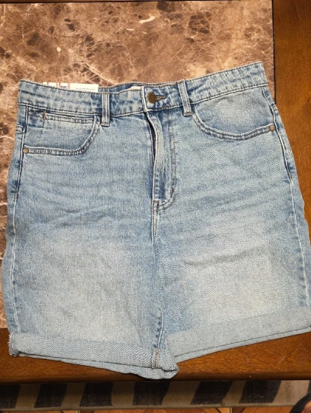 Wrangler Light Blue High Rise Denim Shorts